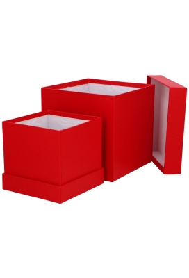 LUXE KANT & KLARE Flowerbox Latemar Rood Groot Vierkant Set van 2stuks