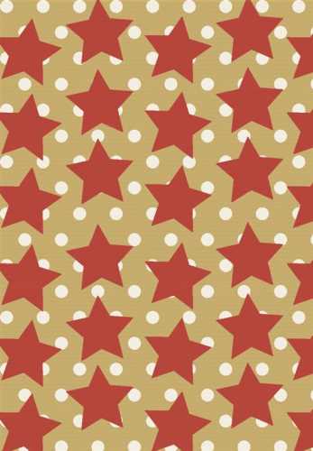 Kerstpapier Bruin Kraft Star in the Sky Rood & Wit 30cm x 250meter