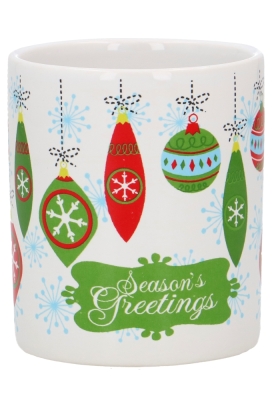 Mok Merry Seasons Greetings Red & Green 8x10cm 4stuks