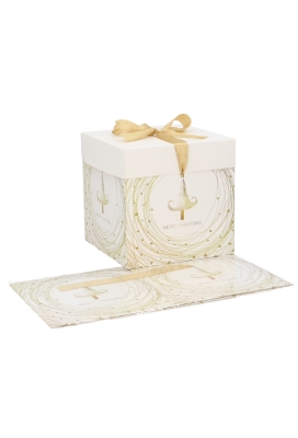 Kerstkadodoos Kerstmis Tree White Golden Swirl 16.5x16.5x16.5cm 12st