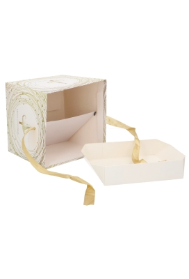 Kerstkadodoos Kerstmis Tree White Golden Swirl 16.5x16.5x16.5cm 12st