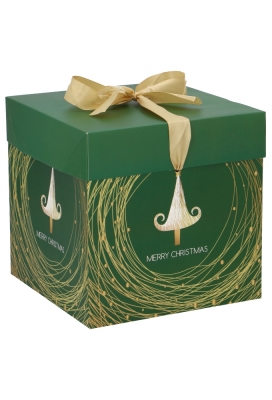 Kerstkadodoos Kerstmis Tree Green Golden Swirl 21.5x21.5x21.5cm 12st