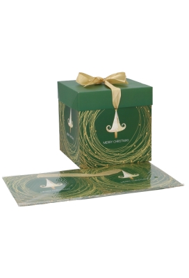 Kerstkadodoos Kerstmis Tree Green Golden Swirl 21.5x21.5x21.5cm 12st