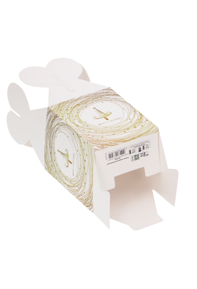 Geschenkdoosje Kerstmis Tree White Golden Swirl 10x10x12.5cm 12stuks