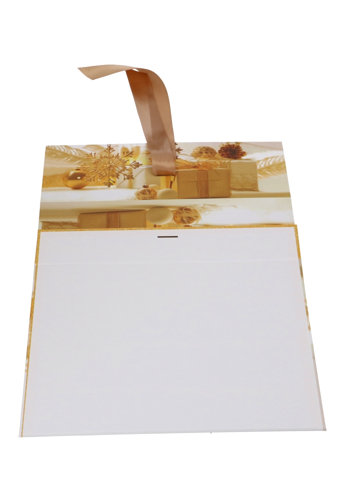 AKTIE Kerst Magneetdozen Golden Christmas Box & Lint 33x25x12cm 12st