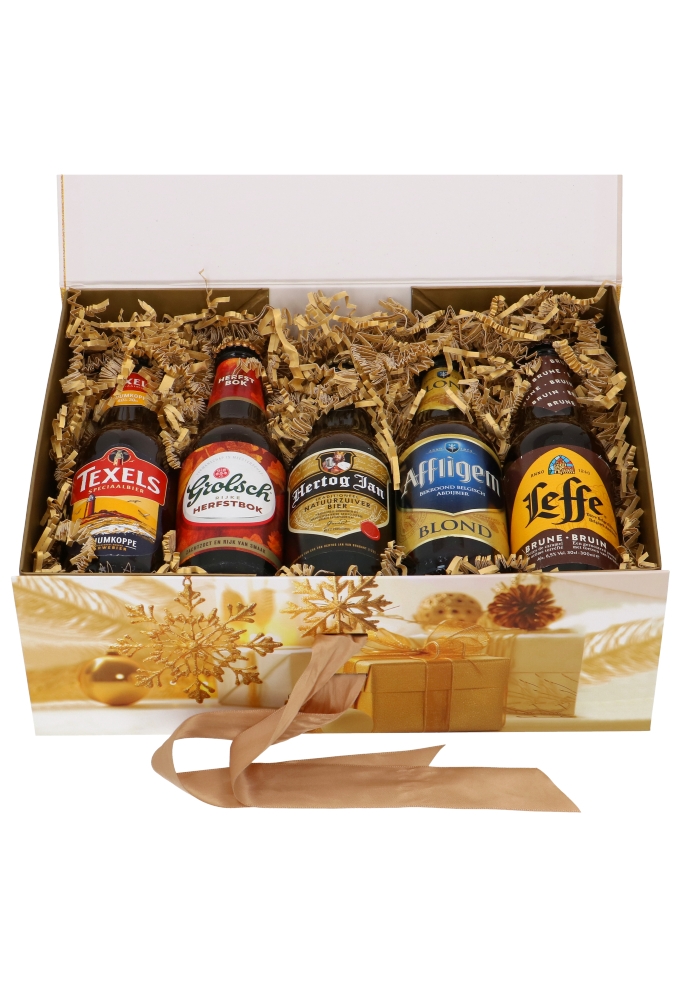 AKTIE Kerst Magneetdozen Golden Christmas Box & Lint 33x25x12cm 12st