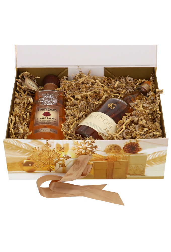 AKTIE Kerst Magneetdozen Golden Christmas Box & Lint 33x25x12cm 12st