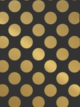 Kraftpapier Reclycled kraft big dots black & gold 50cm x 100meter