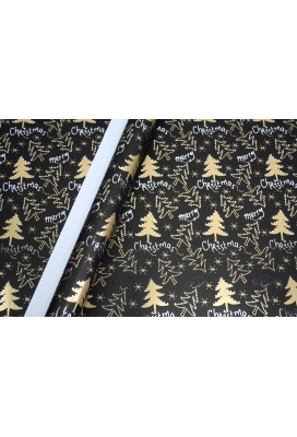 Kerstpapier Metallic Christmas Tree Black Gold 50cm  x 100 meter