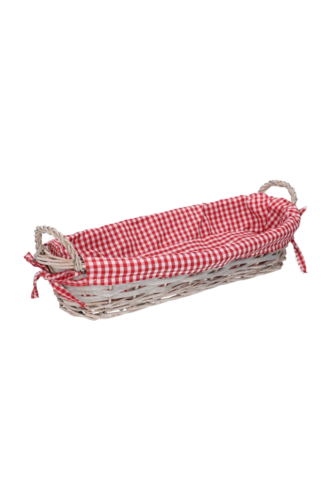 Rietenmanden Stokbroodmandje ovaal brabants bont Rood 39x16x9cm 15st