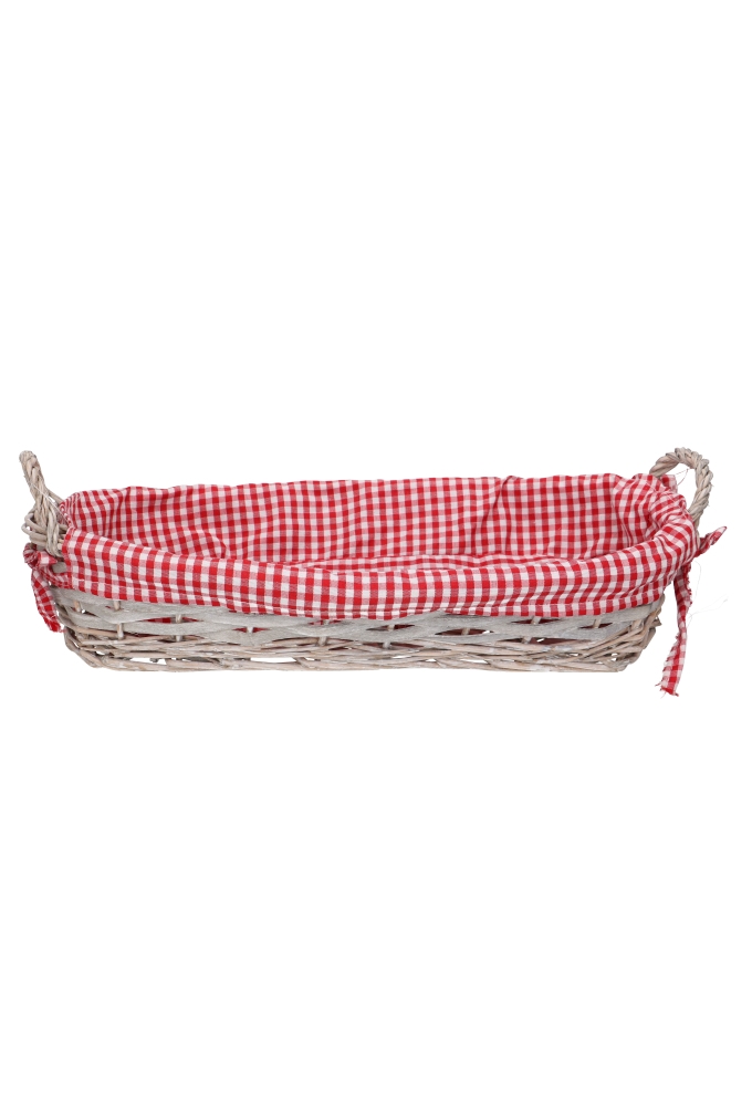 Rietenmanden Stokbroodmandje ovaal brabants bont Rood 39x16x9cm 15st