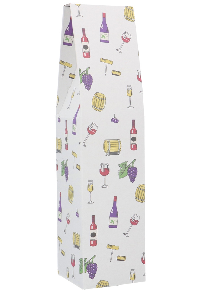 Wijndozen Wit Wine Symbols voor 1 fles 9x9x37cm 10stuks