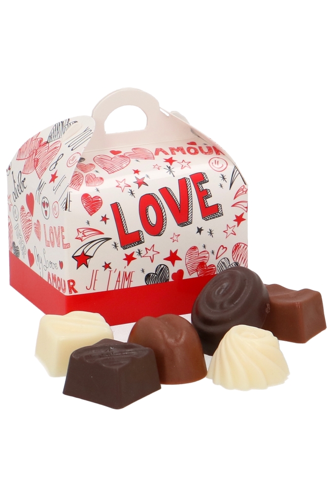 Bonbondoosjes Love 125gram Koffersluiting 7.6x6x4.8cm 24stuks