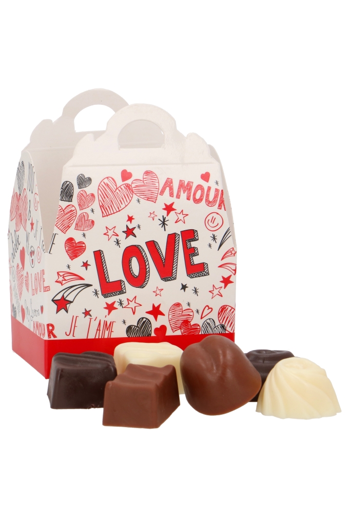 Bonbondoosjes Love 125gram Koffersluiting 7.6x6x4.8cm 24stuks