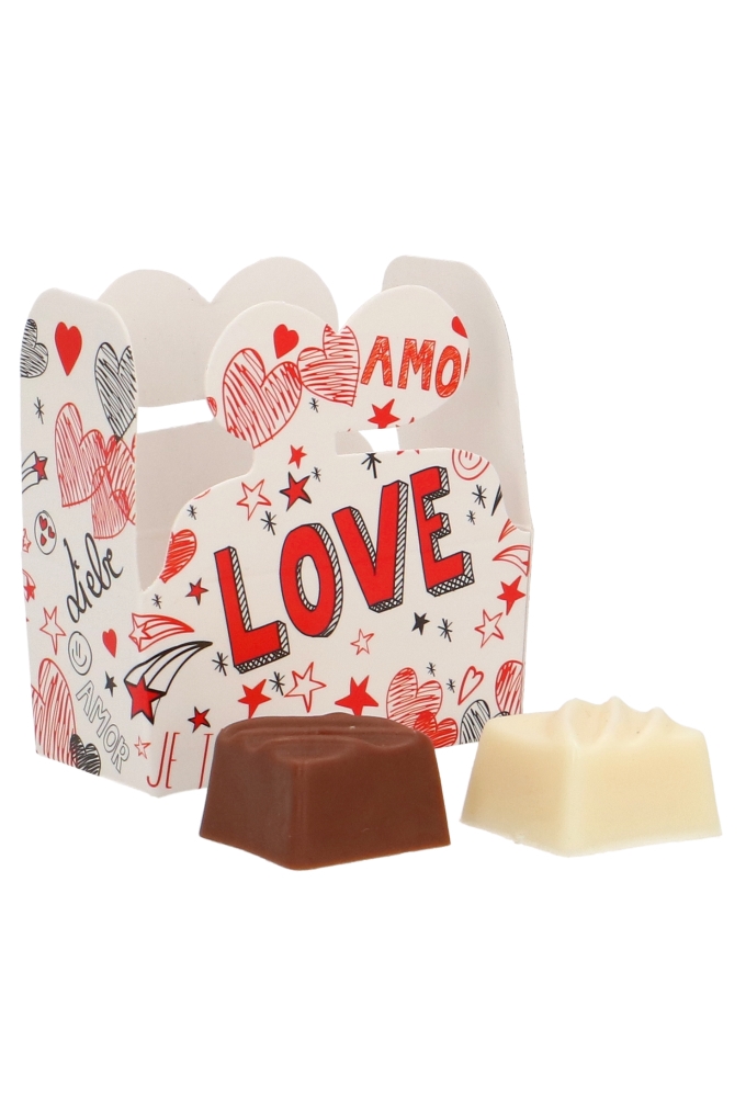 Bonbondoosjes Love 2 bonbons met vlindersluiting 6.5x3x3cm 25stuks