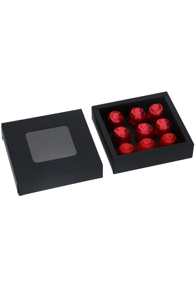 Bonbondoosjes & Schuifvenster Zwart Mat 10x10x2.7cm 9stuks