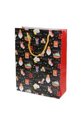 Luxe Sinttasjes Sint Rijmpjes Zwart 24x10x32cm Glossy 170gr 10stuks