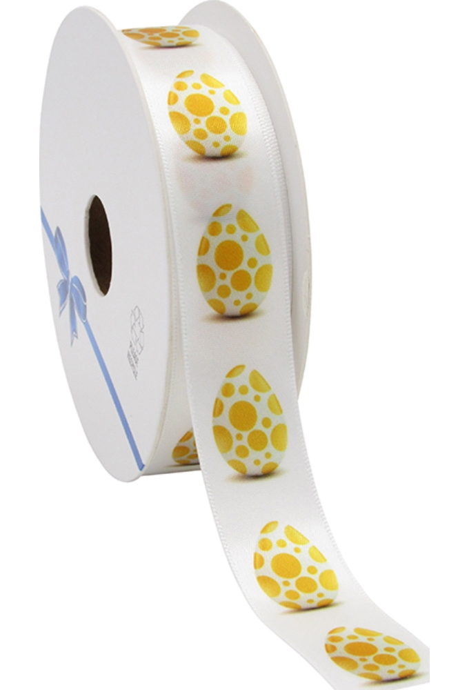 Kadolint Pasen Satijn Paas Ei Met Gele Stippen 23mm x 20meter