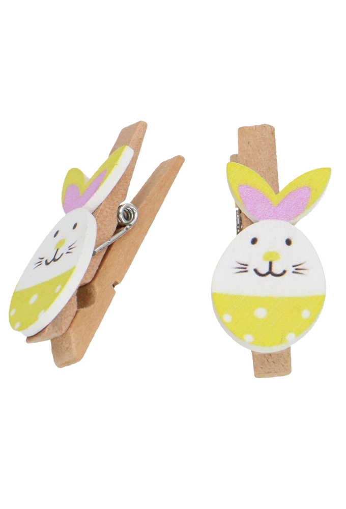 Houten Deco Knijper Paas Haasjes Geel 2.2 x 3.7cm 36stuks