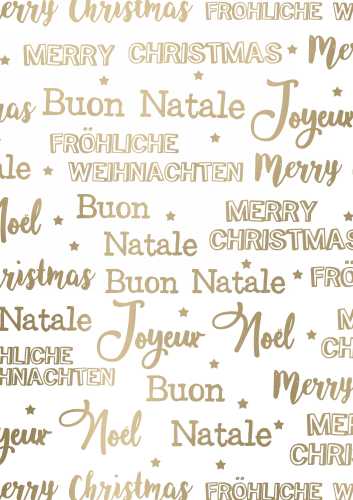Kerstpapier Metallic wishing merry xmas wit goud 40cm x 150m OP IS OP Kerstpapier Metallic wishing merry xmas wit goud 40cm x 150m OP IS OP