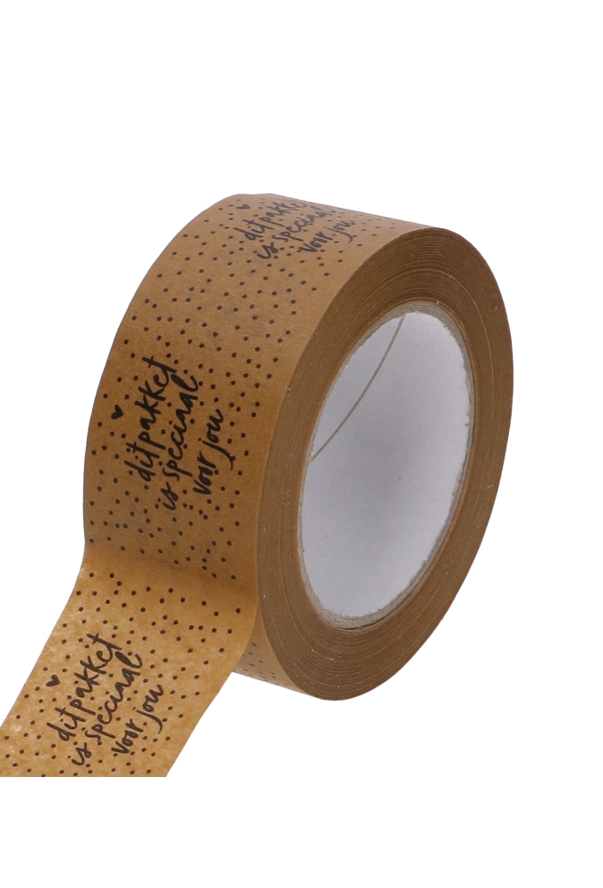 Bedrukt Papier Tape Bruin Speciaal voor jou 50mm x 66meter 1stuks