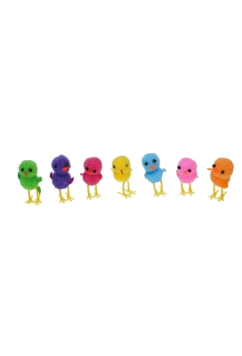 Chenille Tweety Kuikens Gekleurd 3.5cm 96stuks