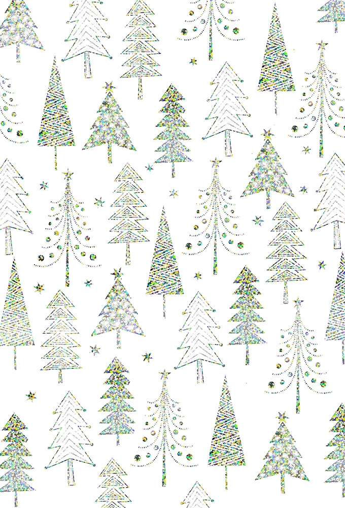 Kerstpapier Consumentenrollen Nordic Lights Tree White 70cm x 1.5m 1st