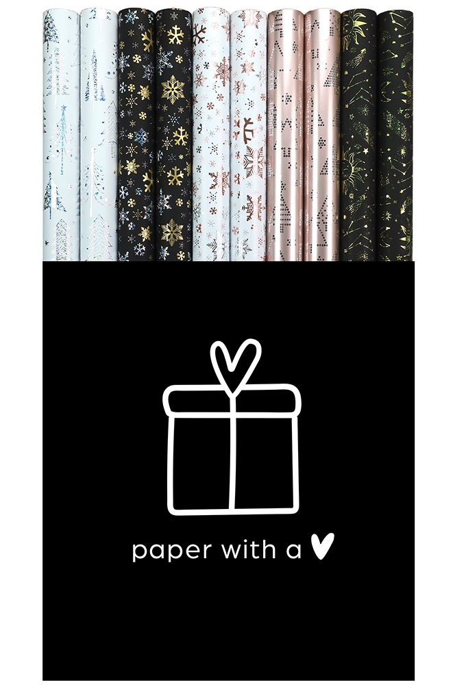 Kerstpapier Consumentenrollen Nordic Lights Tree Beige 70cm x 1.5m 1st