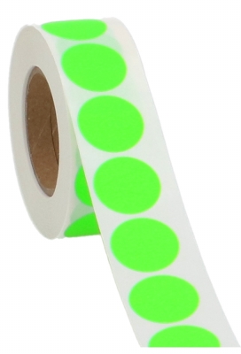 Etiketten Fluor Groen Sluiting Zegel Rond 25mm 1000stuks