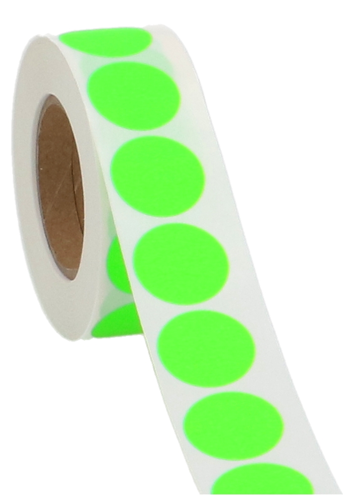 Etiketten Fluor Groen Sluiting Zegel Rond 2.5cm 1000stuks