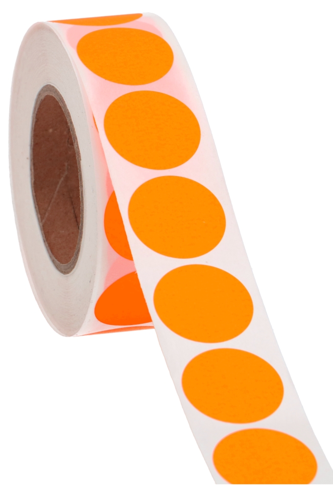 Etiketten Fluor Oranje Sluiting Zegel Rond 25mm 1000stuks