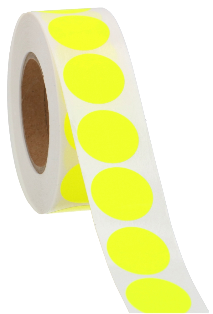 Etiketten Fluor Geel Sluiting Zegel Rond 2.5cm 1000stuks
