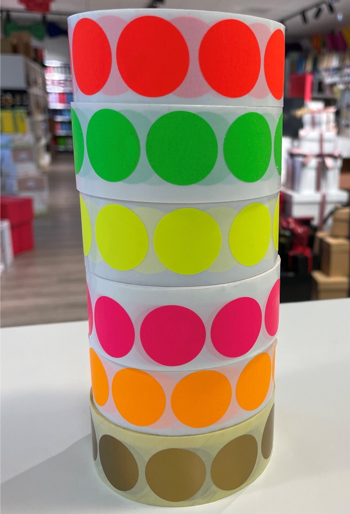 Etiketten Fluor Geel Sluiting Zegel Rond 2.5cm 1000stuks