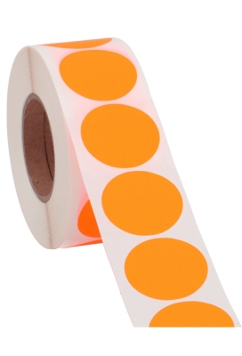 Etiketten Fluor Oranje Sluiting Zegel Rond 35mm 1000stuks