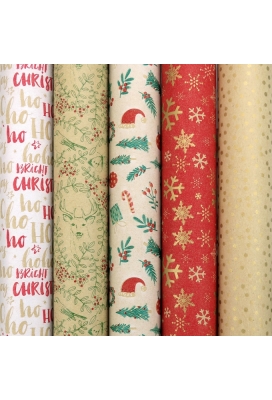 Kerstpapier Consumentenrollen Winter Kraft Dots 70cm x 2meter 1stuks