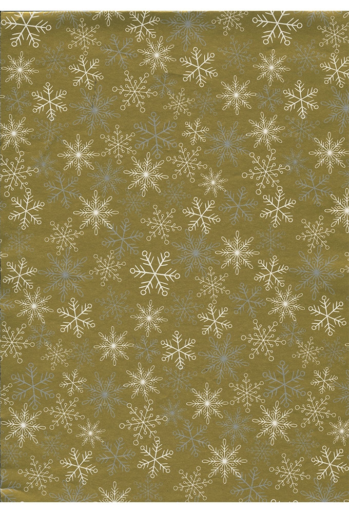 Kerstpapier Consumentenrollen Merry Christmas Gold Snow 70cm x 2m 1st