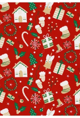 Kerstpapier Consumentenrollen Kerstmis Bel Rood 70cm x 2meter 1st