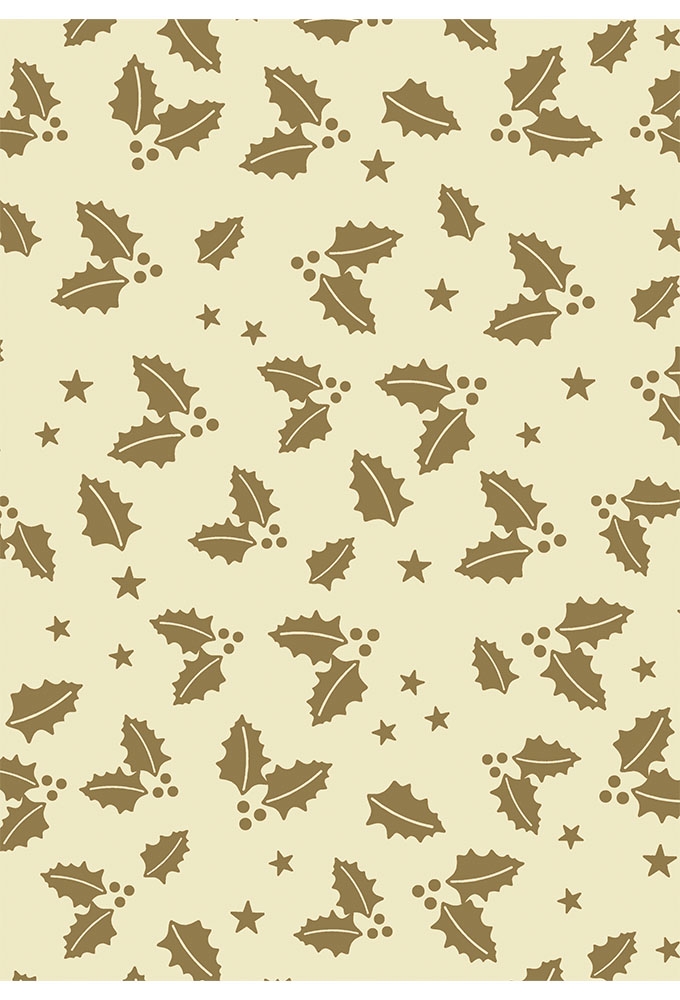 Kerstpapier Consumentenrollen Kerstmis Hulsttak Creme 70cm x 2meter 1