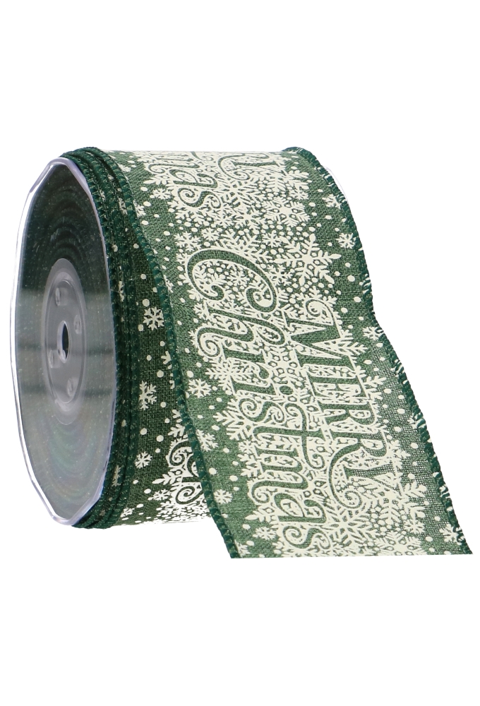 Luxe Kadolint IJzerdraad Merry Christmas Green & White 63mm x 10meter