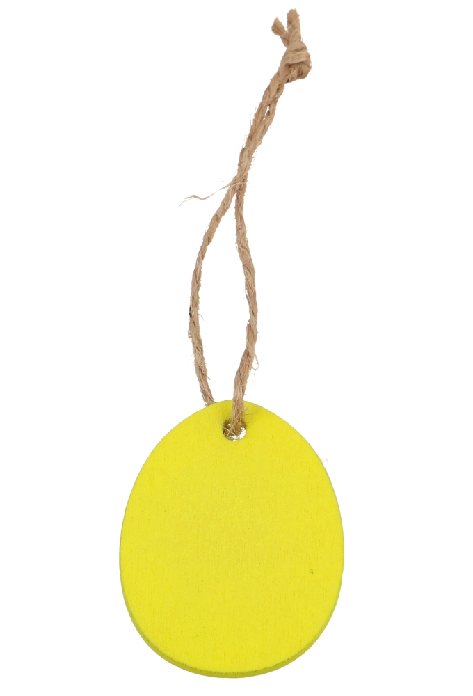 Houten Deco Easter Geel Paas Ei & Koordje 4.5 x 3.5cm 36stuks