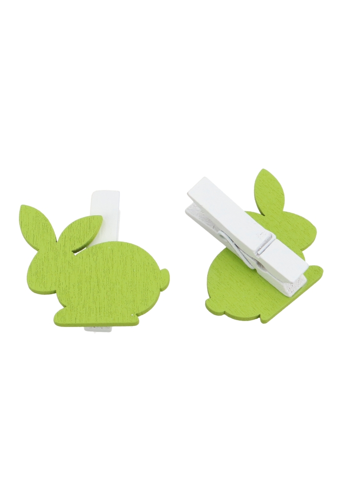 Houten Deco Witte Knijper Met Haasje Mint Groen 3 x 3cm 36stuks