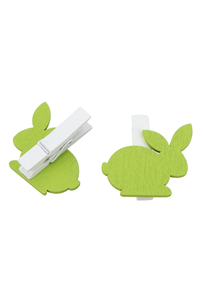 Houten Deco Witte Knijper Met Haasje Mint Groen 3 x 3cm 36stuks