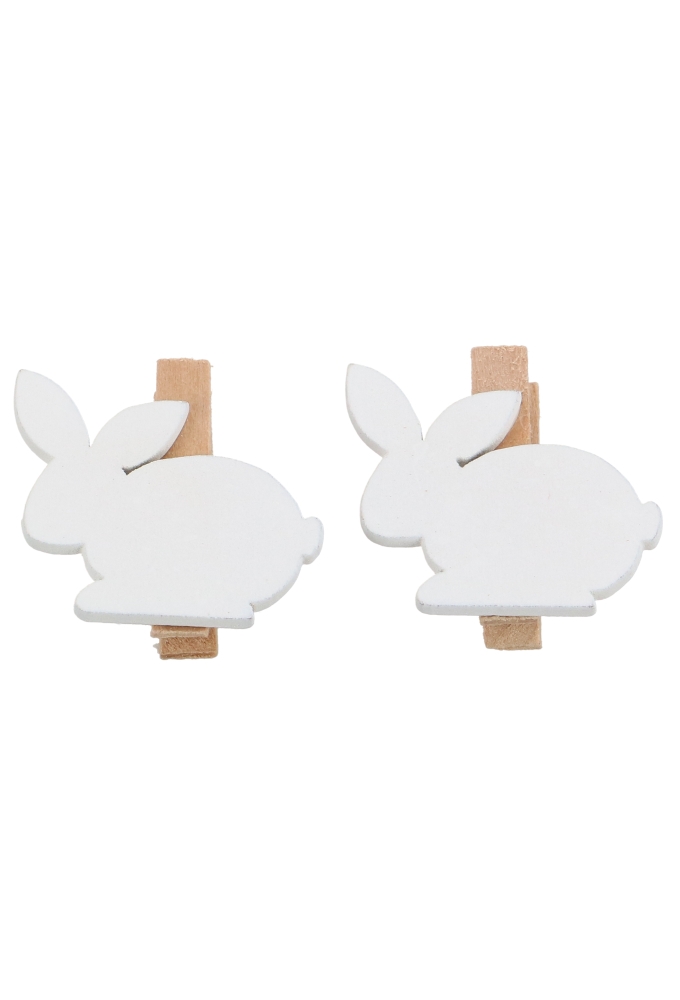 Houten Deco Naturel Knijper Met Haasje Wit 3 x 3cm 36stuks