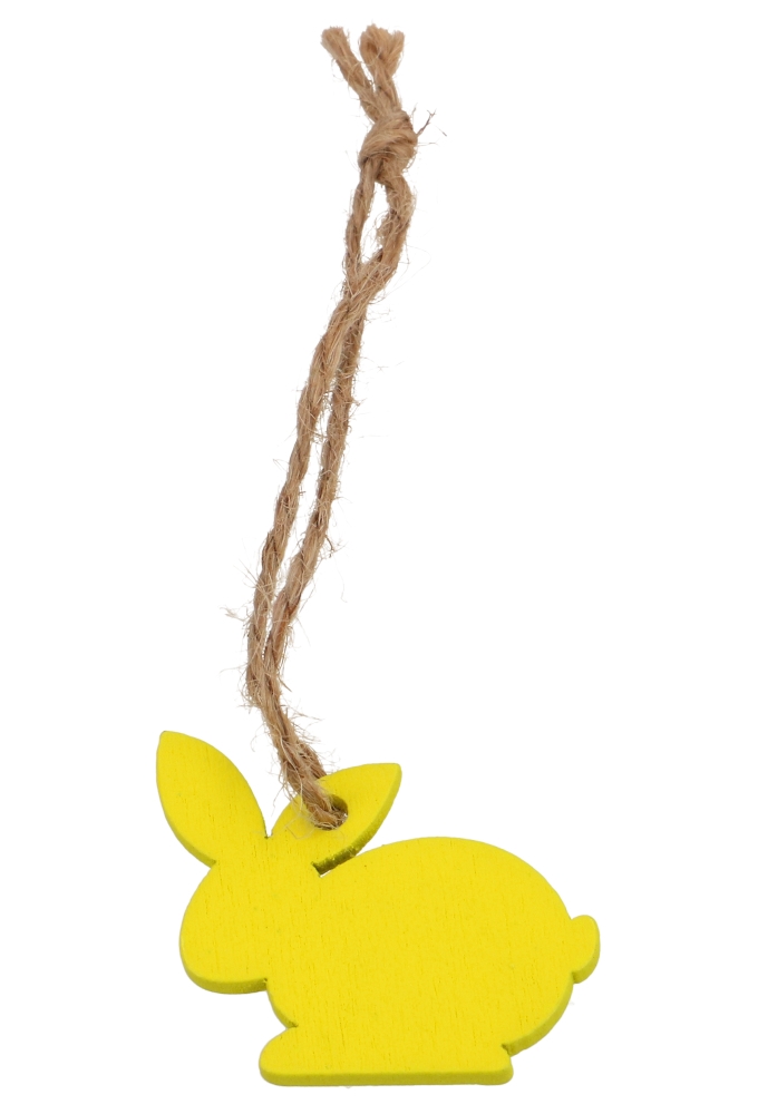 Houten Deco Haasje Geel & Koordje 3.5 x 3cm 36stuks
