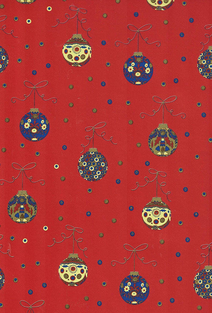 Kerstpapier Consumentenrollen Metallic Kerstmis Bal Rood 70cm x 2m 1st