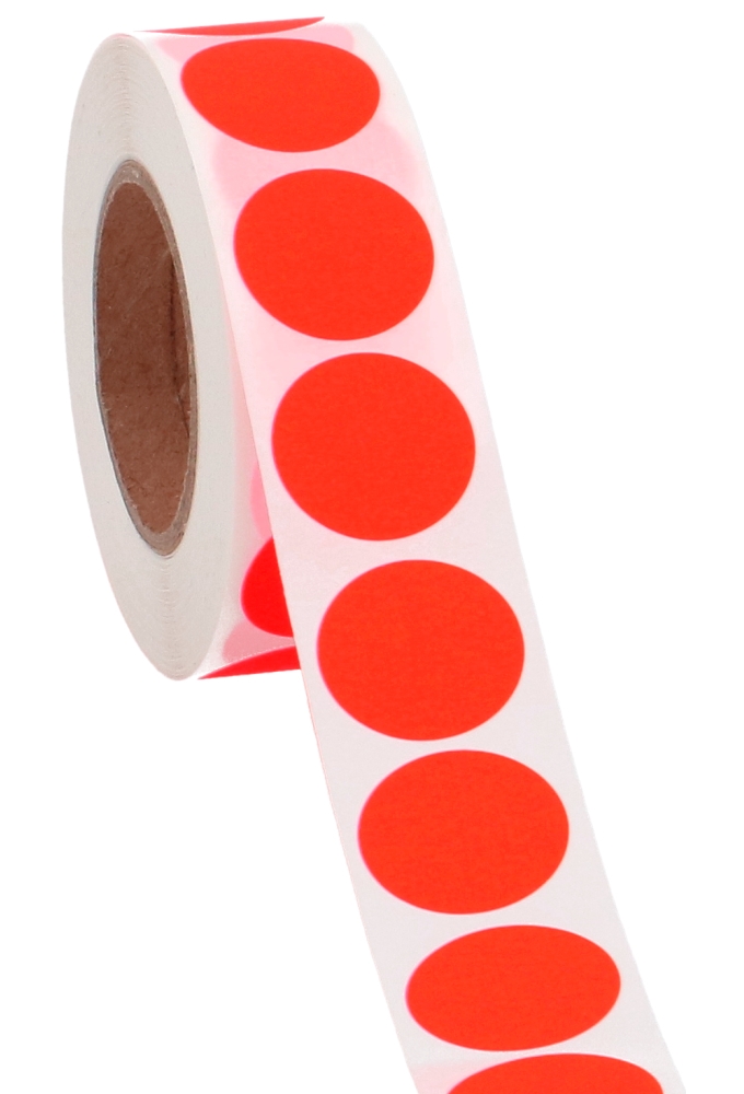 Etiketten Fluor Rood Sluiting Zegel Rond 2.5cm 1000stuks