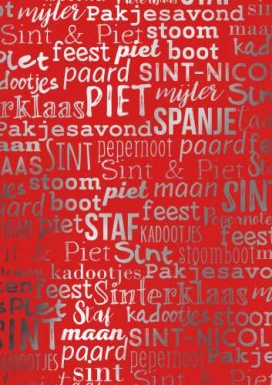 Sintpapier Metaalpapier Sint Handlettering Rood 40cm x 125meter