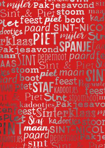 Sintpapier Metaalpapier Sint Handlettering Rood 60cm x 125meter