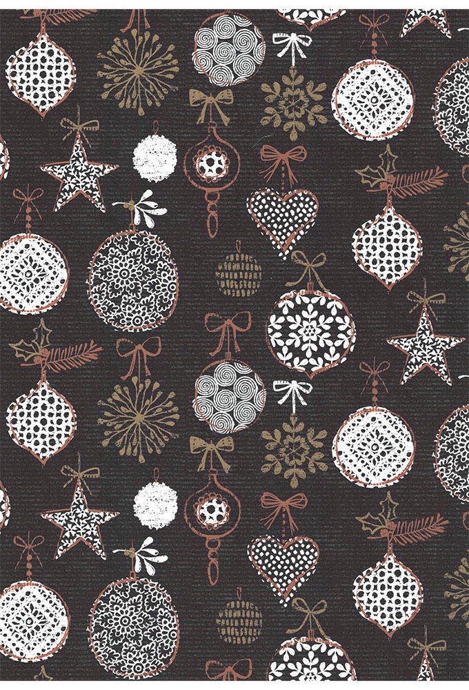 Kerstpapier Consumentenrollen Kerstmis Xmas Black 70cm x 2meter 1stuks