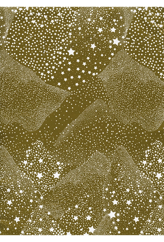 Kerstpapier Consumentenrollen Kerstmis Stars Gold 70cm x 2meter 1stuks